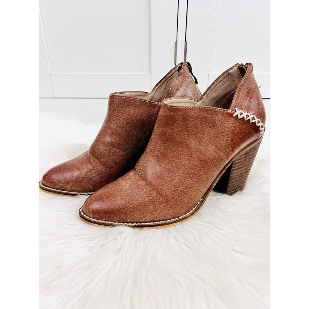 Lot of 2 ARider Girl Brown & Green Oiled Vegan Leather Wooden Ankle Boots Sz 7.5 - Picture 3 of 15